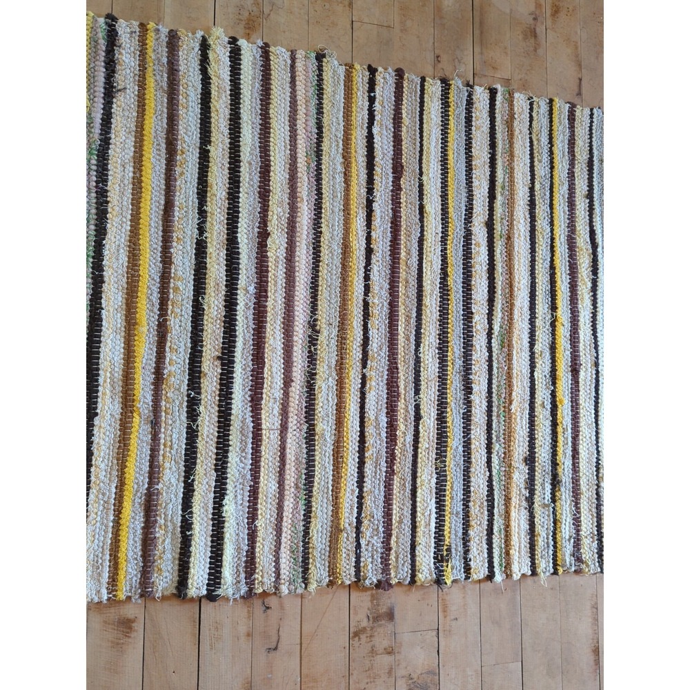 Antique Imported Swedish Hand Made Rag Rug Runner (26 x 188" ) Very Pretty - Picture 9 of 11